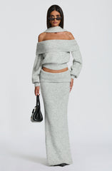 Andie Maxi Skirt - Light Grey Marl