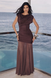 Demelza Maxi Dress - Plum Brown