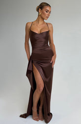 Helen Maxi Dress - Plum Brown