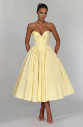 Prim Midi Dress - Lemon