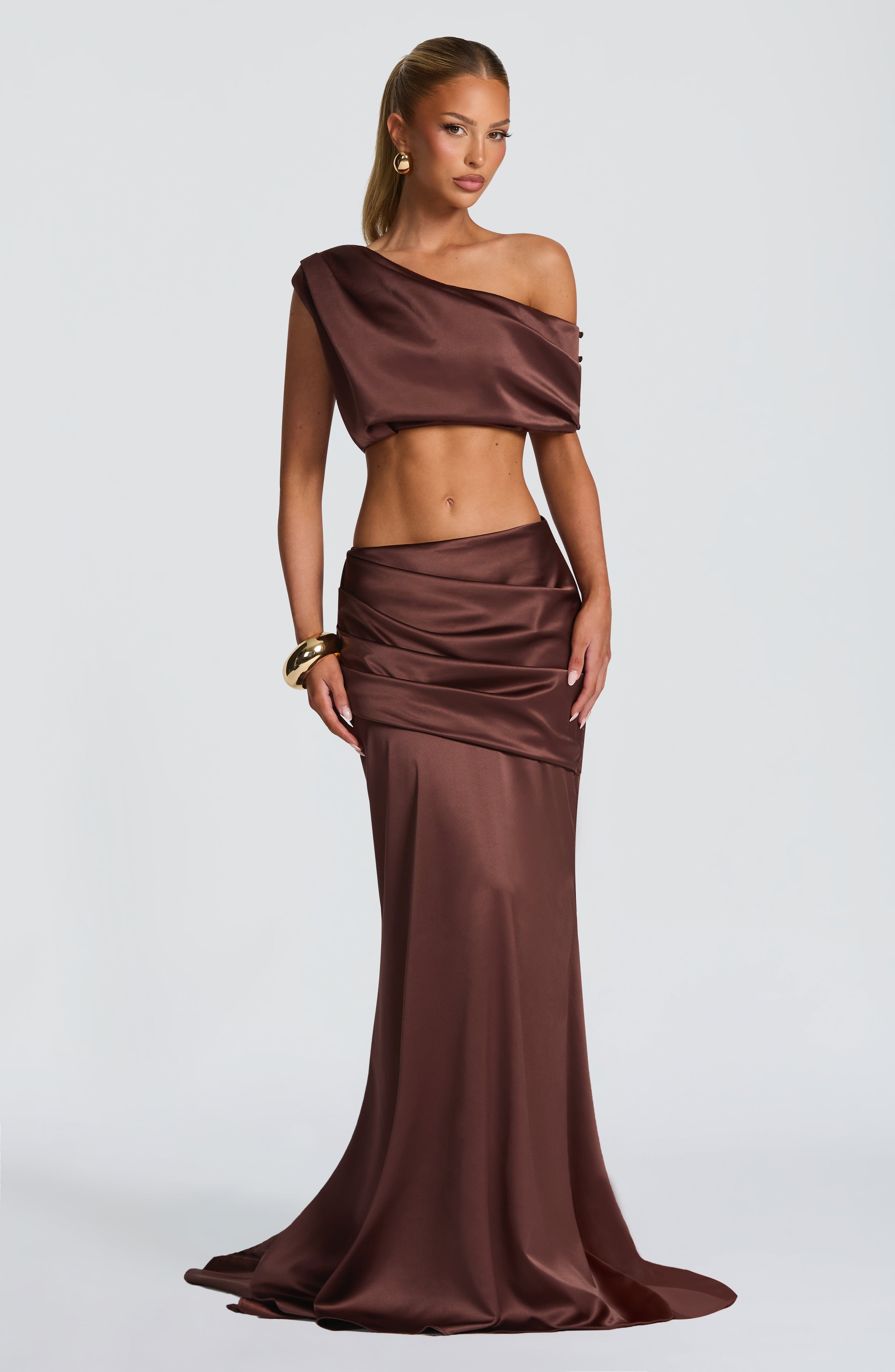 Claudette Maxi Skirt - Plum Brown