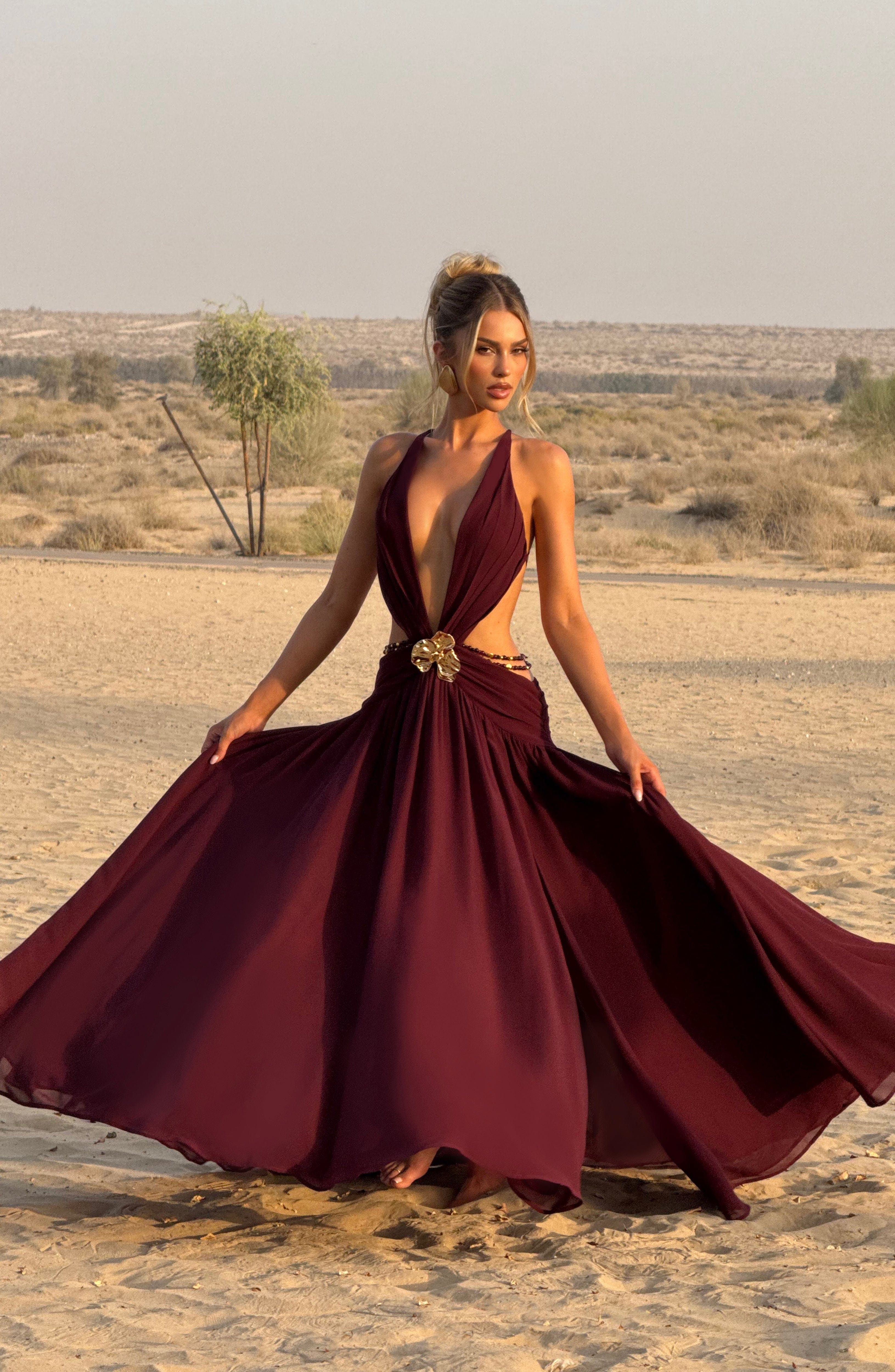 Indianna Maxi Dress - Cherry Lacquer